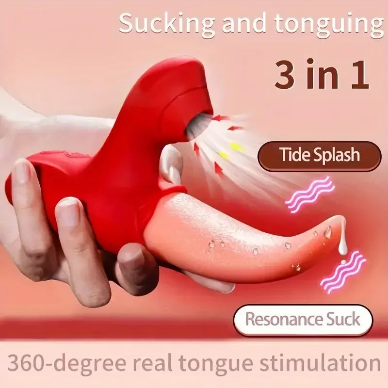 Adult Sex Toys for Women 4in1 Vibrator with Tongue Thrusting Dildos G Spot Dildo 10 Clitoral Licking Modes Female Masturbation