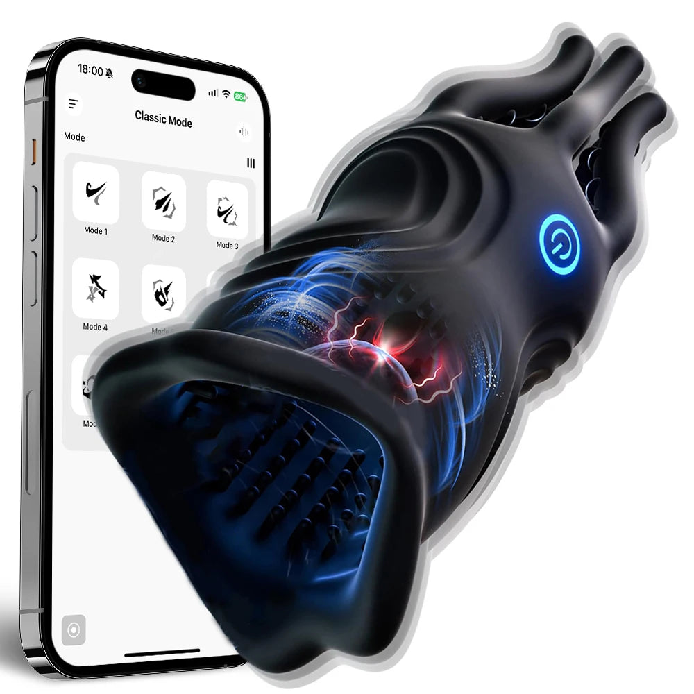 Male Masturbator Sex Toys for Men– Penis Trainer Vibrator with 9 Vibrations,  APP Control 360° Full Blowjob Stroker Sex Machine