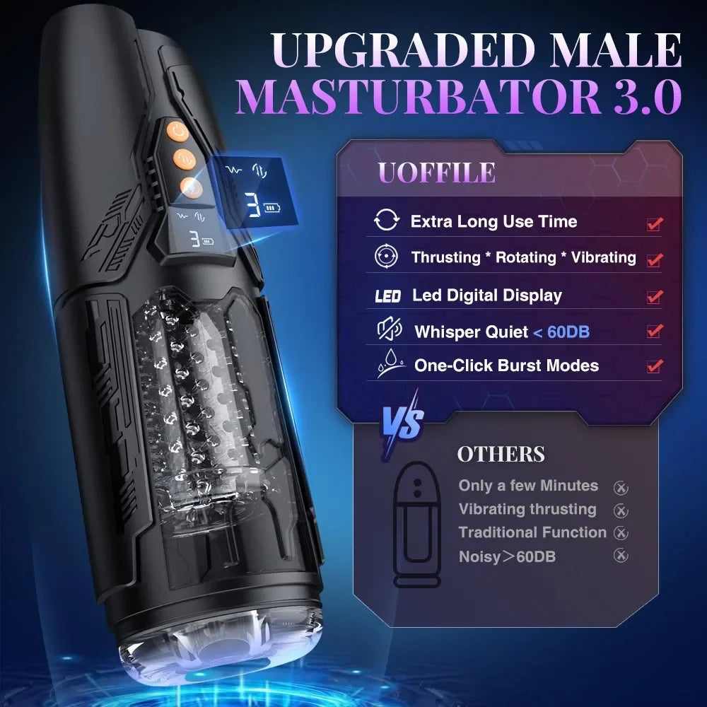 Electric Male Masturbator Sex Toy Artificial Vagina Telescopic Sucking Rotating Penis Trainer Adult Pocket Pussy Sex Toy for Men