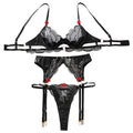 Lingerie Sexy Bra Set Women Black Underwire Geometry Embroidery Garter Belt Pants Fancy Underwear Hot Exotic Sexy Lingerie