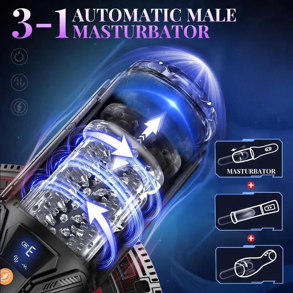 Electric Male Masturbator Sex Toy Artificial Vagina Telescopic Sucking Rotating Penis Trainer Adult Pocket Pussy Sex Toy for Men