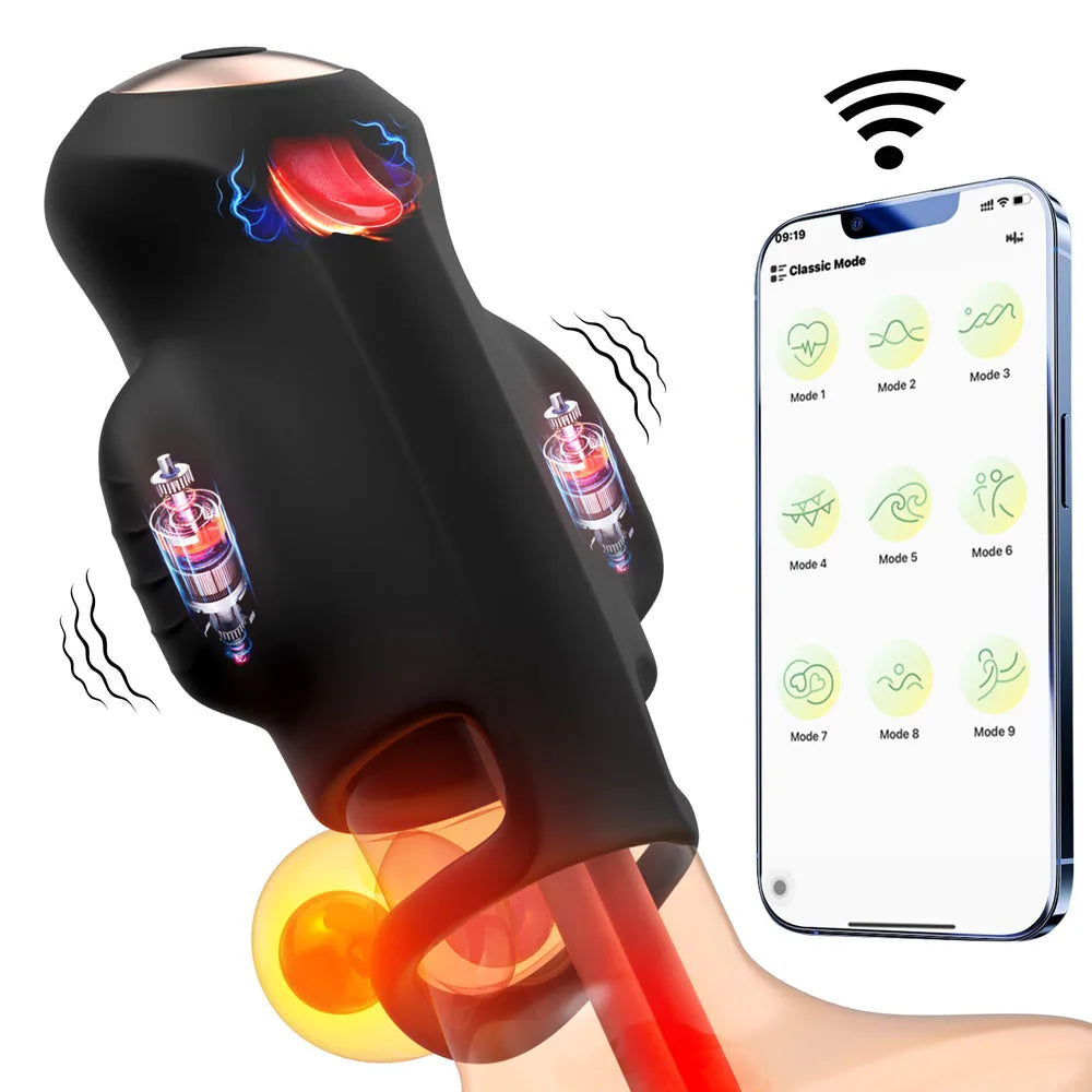 Male Masturbator APP Control Vibrator Penis Delay Trainer Glans Massager Adult Sex Toys Men Stimulator Enhancement Products