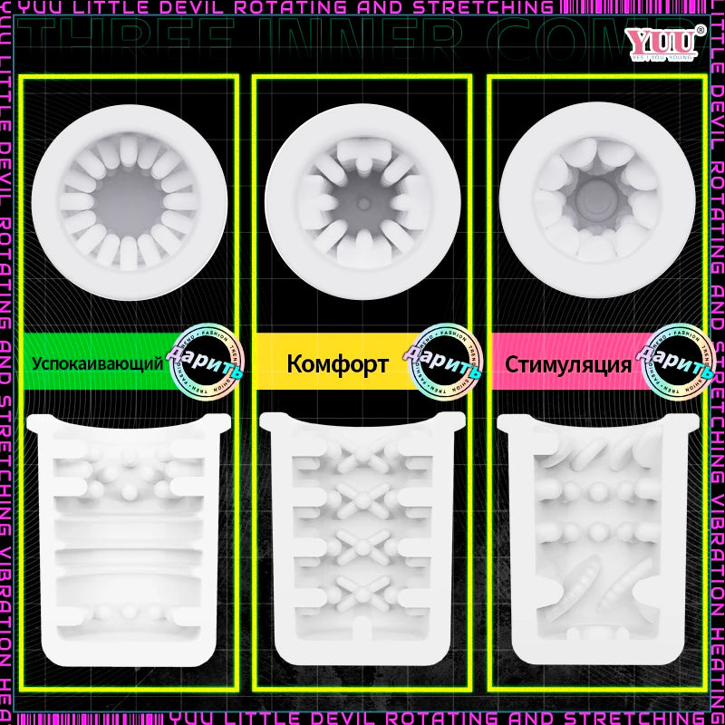 YUU Automatic Male Masturbator APP Control Sex Toys for Men Blowjob Sex Machine with 10 Vibrating 9 Thrusting Rotating 3 Sleeves