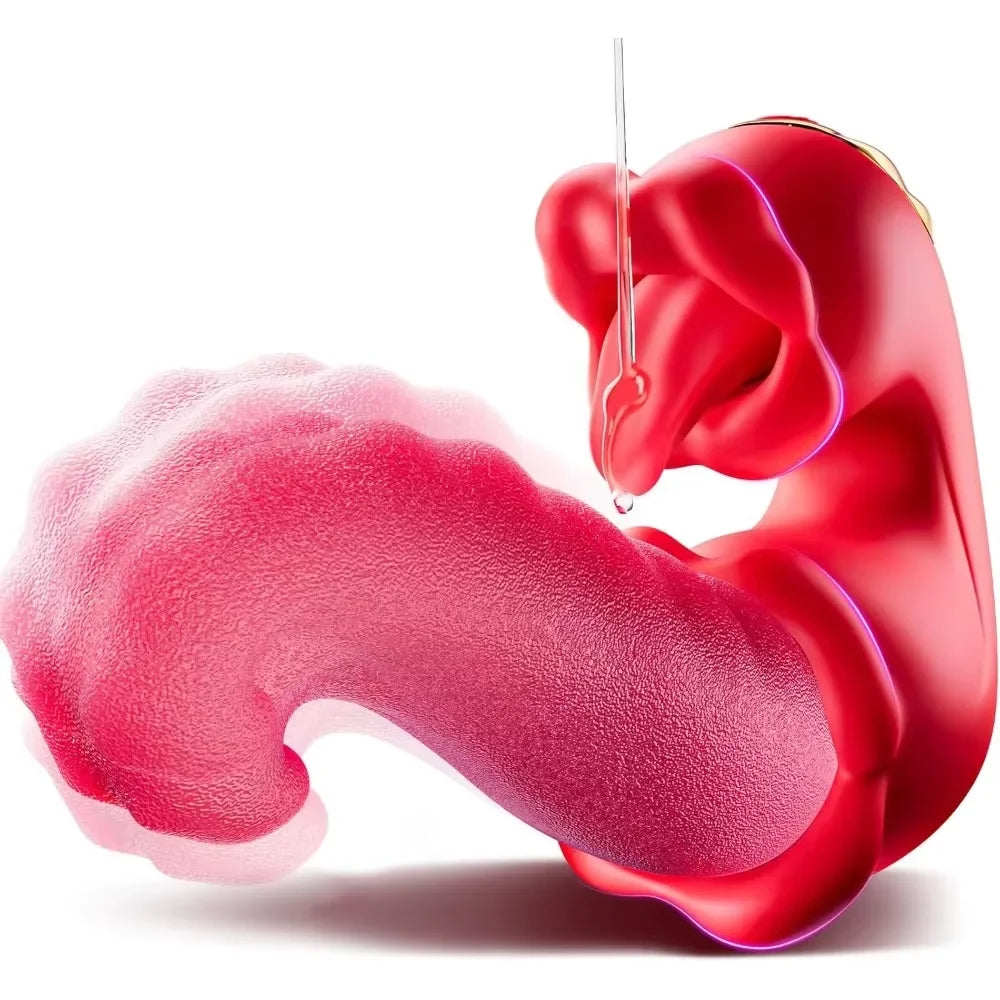 Adult Sex Toys for Women 4in1 Vibrator with Tongue Thrusting Dildos G Spot Dildo 10 Clitoral Licking Modes Female Masturbation