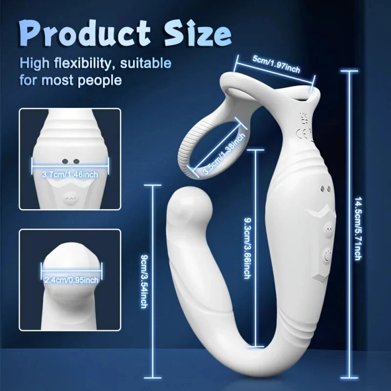 Male Sex Toy Rotating Anal Vibrating Massager，Prostate Massager，With double silicone cock ring，APPControl Male Sex Toys