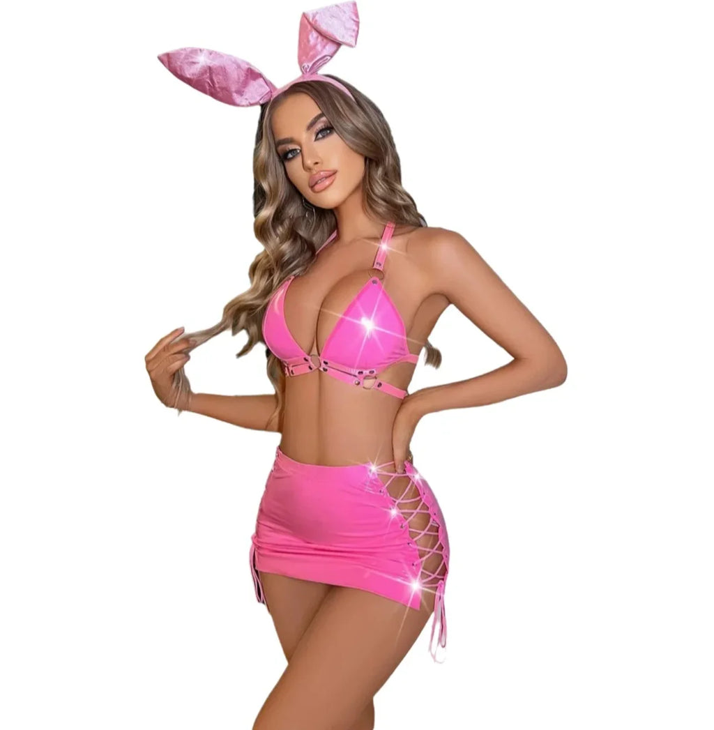 Sexy lingerie Sexy cosplay Bunny Girl PU leather miniskirt 18 suits for women XXX Erotic costume Party costumes Bikini Sex suit