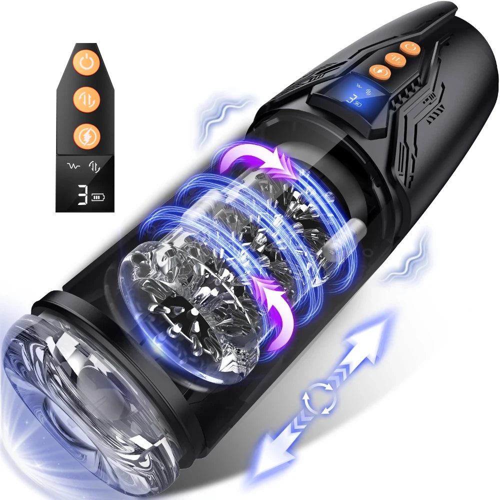 Electric Male Masturbator Sex Toy Artificial Vagina Telescopic Sucking Rotating Penis Trainer Adult Pocket Pussy Sex Toy for Men