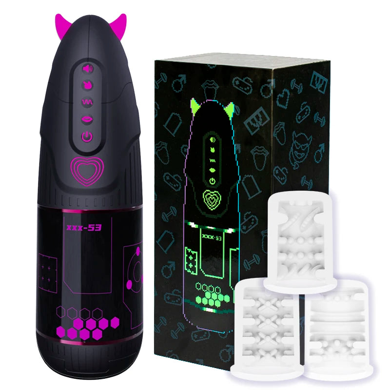 YUU Automatic Male Masturbator APP Control Sex Toys for Men Blowjob Sex Machine with 10 Vibrating 9 Thrusting Rotating 3 Sleeves