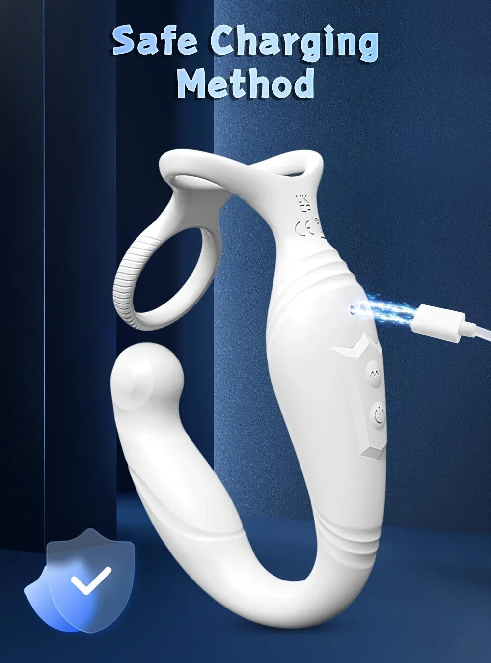 Male Sex Toy Rotating Anal Vibrating Massager，Prostate Massager，With double silicone cock ring，APPControl Male Sex Toys